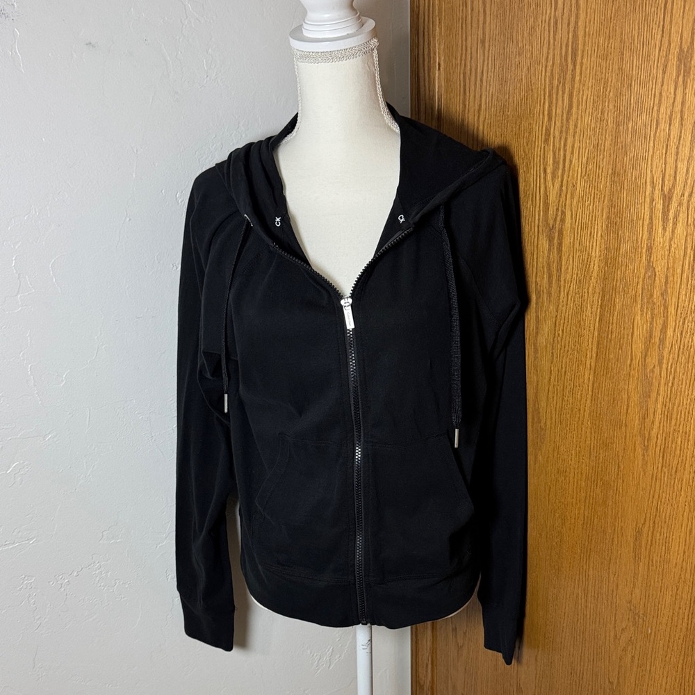 Calvin Klein black cotton light weight zip up hoodie M